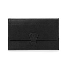 Classic Travel Wallet in Black Saffiano & Black Suede