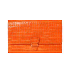 Classic Travel Wallet in Deep Shine Amber Small Croc