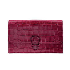 Classic Travel Wallet in Deep Shine Bordeaux Croc