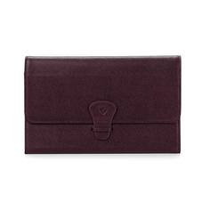 Classic Travel Wallet in Burgundy Saffiano & Navy Suede