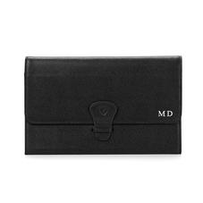 Classic Travel Wallet in Black Saffiano & Black Suede