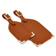 Set of 2 Luggage Tags in Tan Smooth