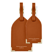 Set of 2 Luggage Tags in Tan Smooth