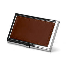 Stainless Steel Business Card Holder in Smooth Cognac