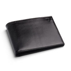8 Card Billfold Wallet in Smooth Black with Red Snake