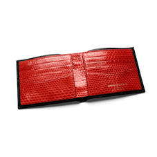 8 Card Billfold Wallet in Smooth Black with Red Snake
