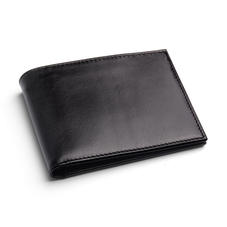 8 Card Billfold Wallet in Smooth Black & Black Suede