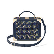 Mini Trunk Clutch in Navy Beaded
