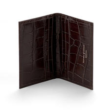 Double Fold Credit Card Case in Deep Shine Amazon Brown Croc