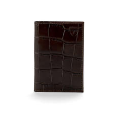 Double Fold Credit Card Case in Deep Shine Amazon Brown Croc