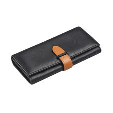 London Ladies Purse Wallet in Black Pebble & Smooth Tan