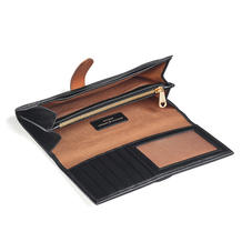 London Ladies Purse Wallet in Black Pebble & Smooth Tan