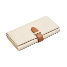 London Ladies Purse Wallet in Ivory Pebble & Smooth Tan