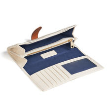 London Ladies Purse Wallet in Ivory Pebble & Smooth Tan