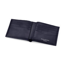 8 Card Billfold Wallet in Navy Saffiano & Black Suede