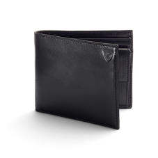 Billfold Coin Wallet in Smooth Black & Cobalt Suede