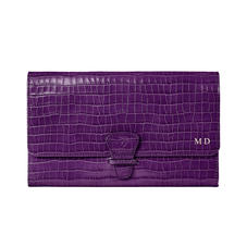 Travel Wallet in Deep Shine Amethyst Small Croc