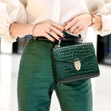 Midi Mayfair Bag in Evergreen Patent Croc
