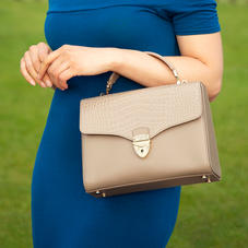 Mayfair Bag in Soft Taupe Patent Croc & Smooth Soft Taupe
