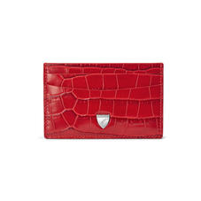 Slim Credit Card Holder in Deep Shine Red Small Croc