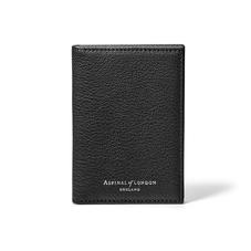 Double Fold Credit Card Holder in Black & Grey Goatskin