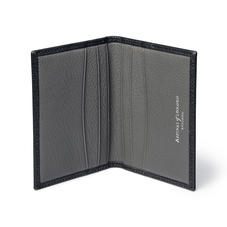 Double Fold Credit Card Holder in Black & Grey Goatskin