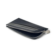 Zipped Card Wallet in Black & Grey Goatskin