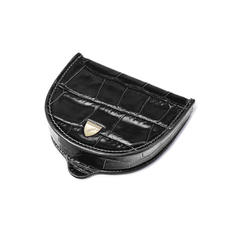 Horseshoe Coin Holder in Deep Shine Black Croc