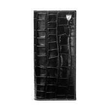10 Card Slim Coat Wallet in Deep Shine Black Croc