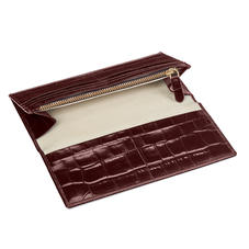 10 Card Slim Coat Wallet in Deep Shine Amazon Brown Croc