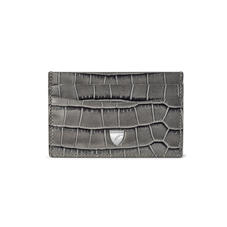 Slim Credit Card Holder in Deep Shine Grey Croc