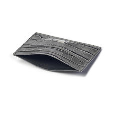 Slim Credit Card Holder in Deep Shine Grey Croc