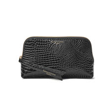 Small Essential Cosmetic Case in Black Patent Croc