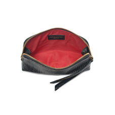 Small Essential Cosmetic Case in Black Patent Croc