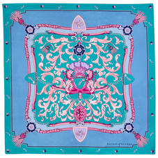 Aspinal Signature Shield Silk Scarf in Bluebird