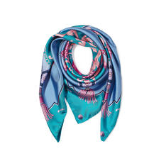 Aspinal Signature Shield Silk Scarf in Bluebird