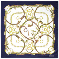 Horseshoe Silk Scarf in Midnight Blue