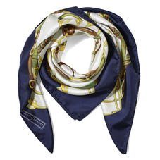 Horseshoe Silk Scarf in Midnight Blue