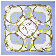 Horseshoe Silk Scarf in Misty Blue