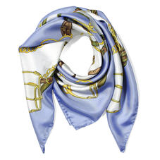 Horseshoe Silk Scarf in Misty Blue