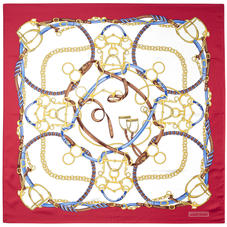 Horseshoe Silk Scarf in Red