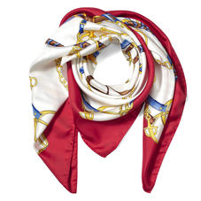 Horseshoe Silk Scarf in Red