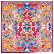 Botanical 'A' Silk Scarf in Pink