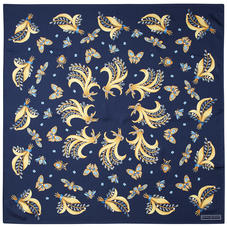 Summer Field Silk Scarf in Midnight Blue