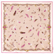 Aspinal Feather Silk Scarf in Nude