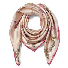 Aspinal Feather Silk Scarf in Nude