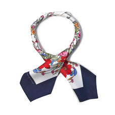 Poppy Design Silk Neck Bow Scarf in Red & Navy