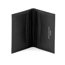 Double Fold Credit Card Case in Smooth Black with Grey Contrast Stitching