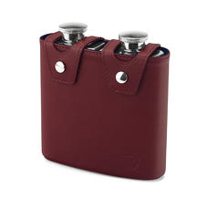 Double 6oz Leather Hip Flask in Smooth Burgundy & Black Suede