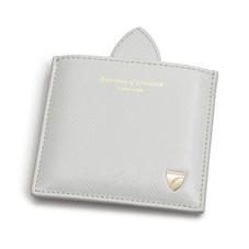 Compact Mirror in Light Grey Saffiano